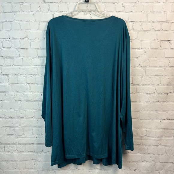BloomChic Teal Lace Pleated Crisscross T-Shirt Top Plus Size 5X - Picture 7 of 7